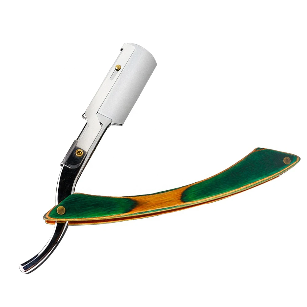 
Professional Folding Straight Razor Private Label Wooden Handle Classic Barber Straight Edge Razor Shaving Hair Shaver Razor 