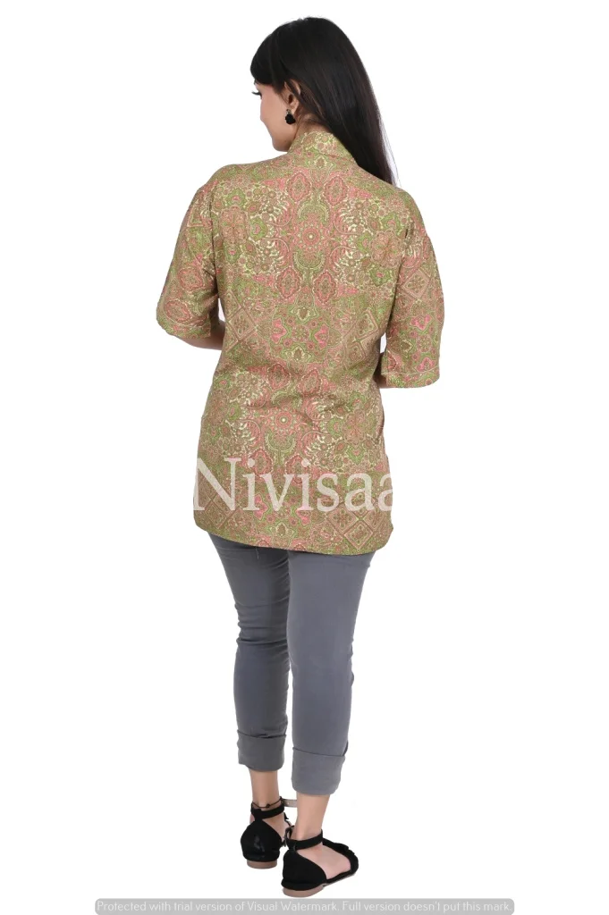 Top Selling Vintage Floral Printed Collar Style Shirt Top Casual Wear Shirt for Girls and Women available at Reasonable Price