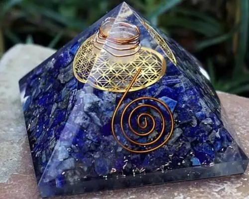 Lapis lazuli organe pyramid flower of Life orgone pyramid