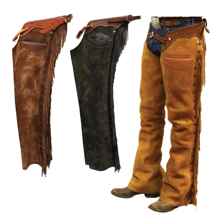 
Faux Leather Cowboy Chaps and Vest Costume Outfit For Men Giddy up cowboys 