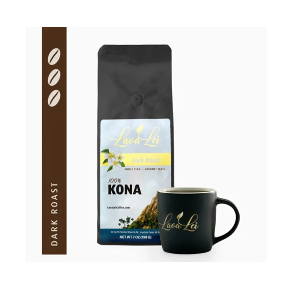 
Lava Lei 100% Kona Dark Roast 7oz Premium Whole Kona Coffee Bean Oem Flavoured Coffee Beans 