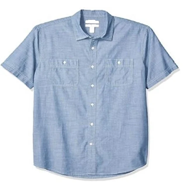 Мужская классическая рубашка из шамбрая с короткими рукавами