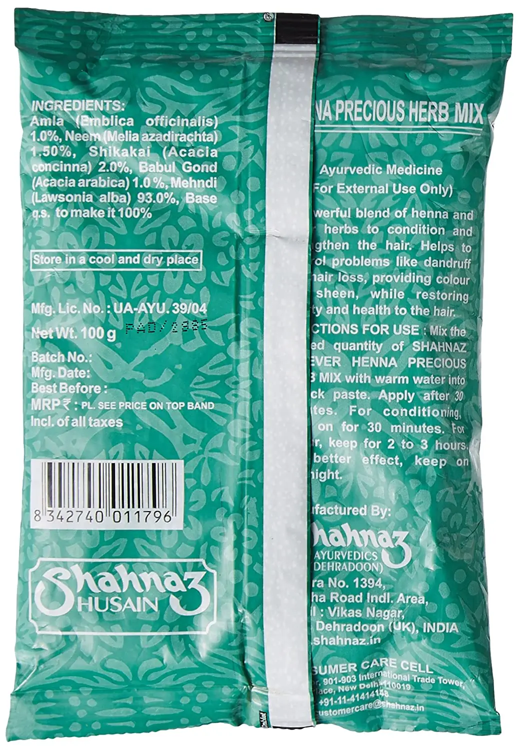 Shahnaz Husain Henna Precious Herb Mix 100g (Buy 2 Get 1 Free)