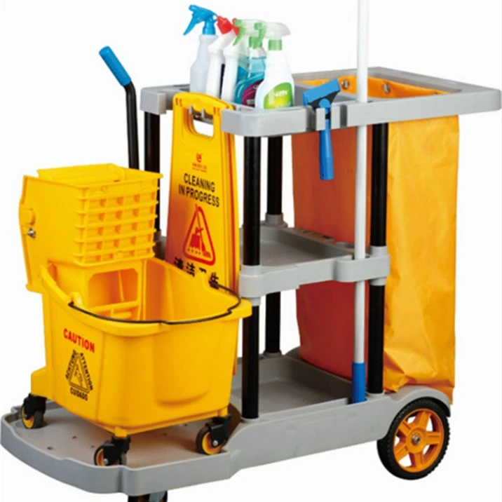 New Best Janitor Cart w/ Tub Accommodation, Black/Yellow sales