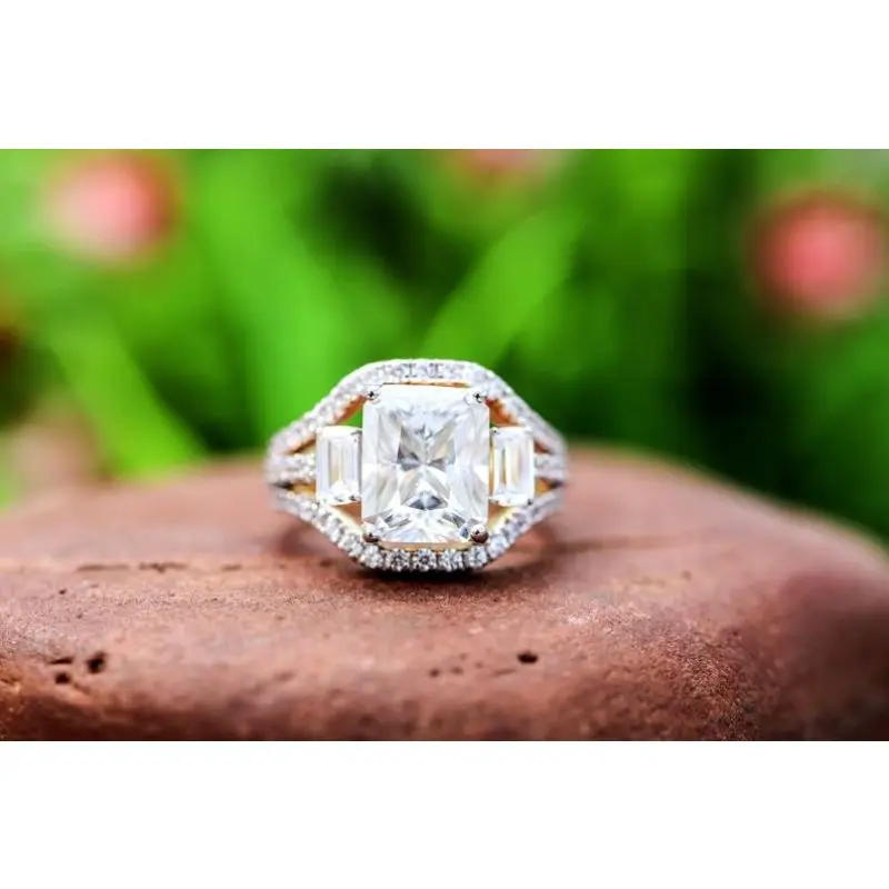  Обручальное кольцо с бриллиантами сертифицированное из белого золота 14 к свадебное для женщин