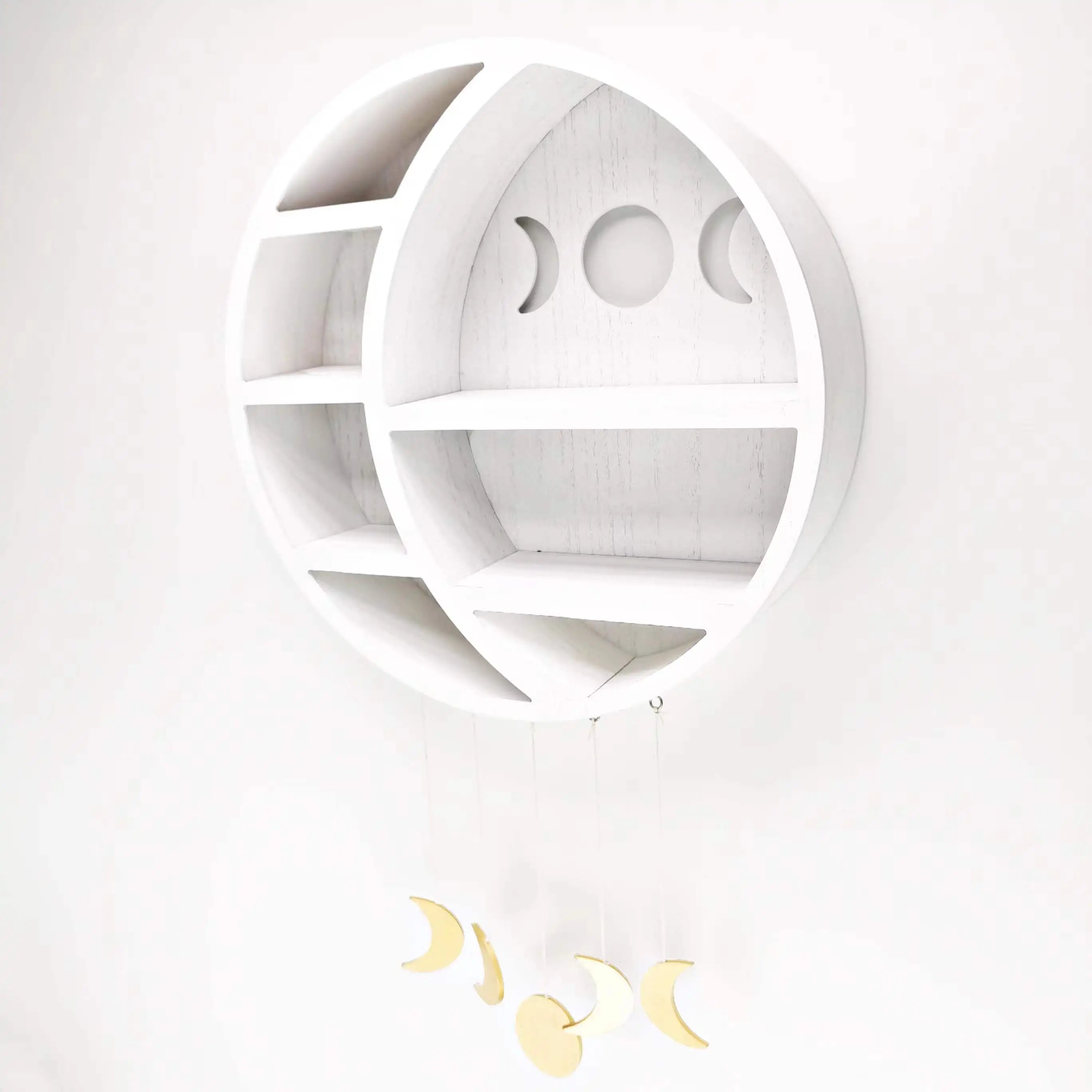 star moon hanging  Essential Oil Shelf Floating white Wooden Moon Shelf