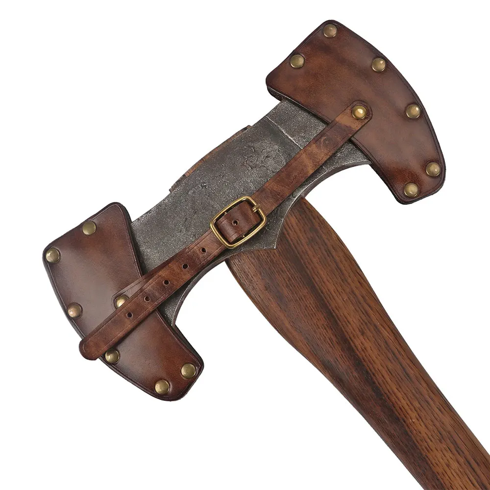 High Quality Hand Forged New Damascus Steel Viking Bearded Axe 14 Inch Wooden Handle