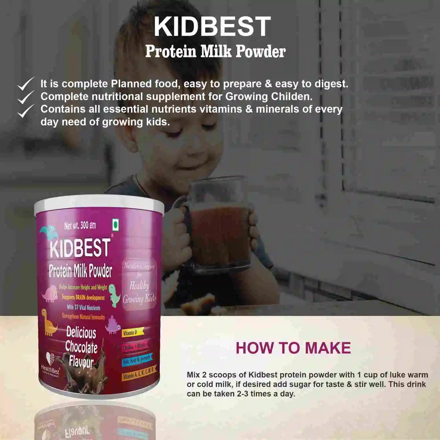 Amazon hot Selling Tasty Protein Milk Powder for Kids complete nutritional supplement for Growing Children