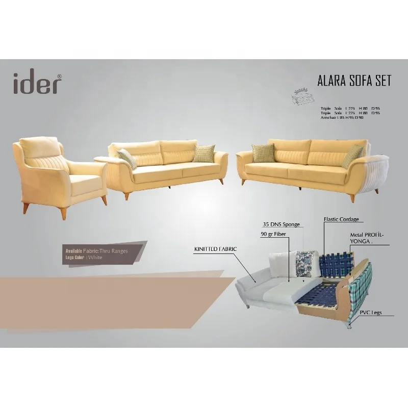 
Modern, Minimal Style, Comfortable, Fancy, Economic, Budget Friendly 2 Sofabed + Armchair Set (IDER ALARA SOFA BED SET) 
