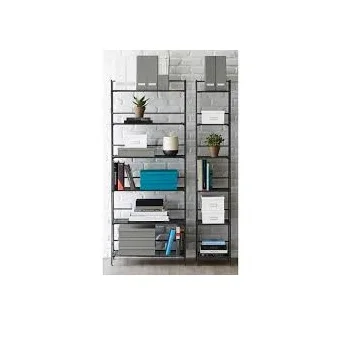 5 Tier Industrial Bookcase and Book Shelves of Metal Book Shelves for Living Room Office Library