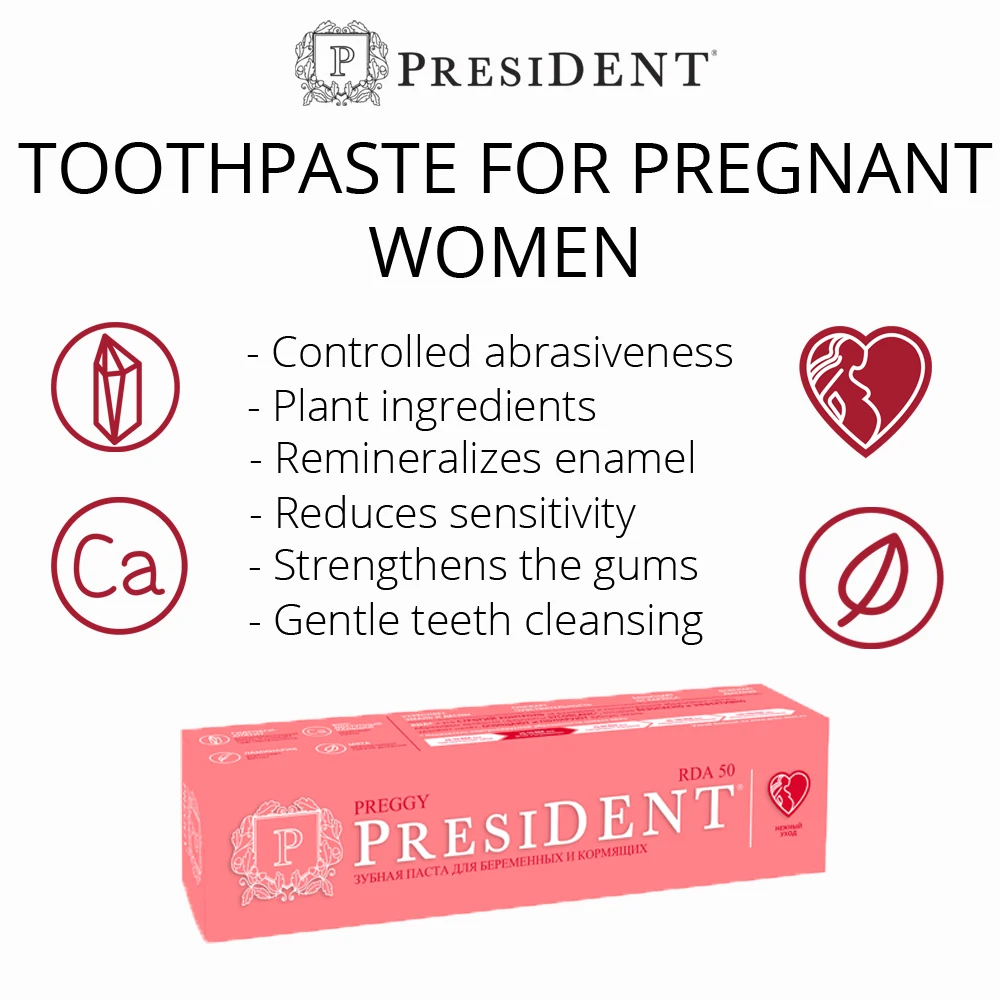 Toothpaste PRESIDENT Preggy (50 RDA) 50 ml pharma distributor required
