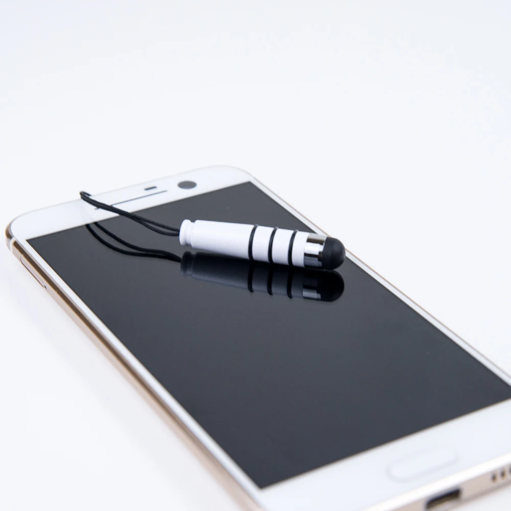 wholesale smooth writing mini shape smartphone touch pen with promotional phone strap