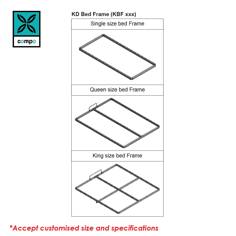 
Customize Size High Quality Knock Down Metal Bed Frame Slatted Bed Frame for Murphy Bed 