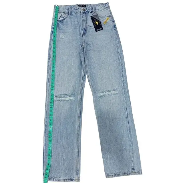 Women Blue Straight Fit light fade mid rise Slash Knee Jeans