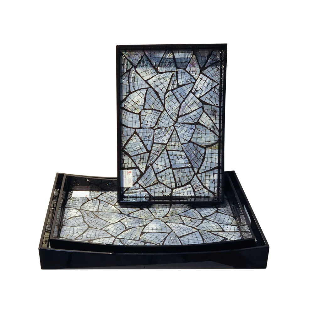 Lacquer Tray Inlaid With Mother Of Pearl Decor Home, Hanging Wall Vietnam Square Serving Tray/ craft wooden tray