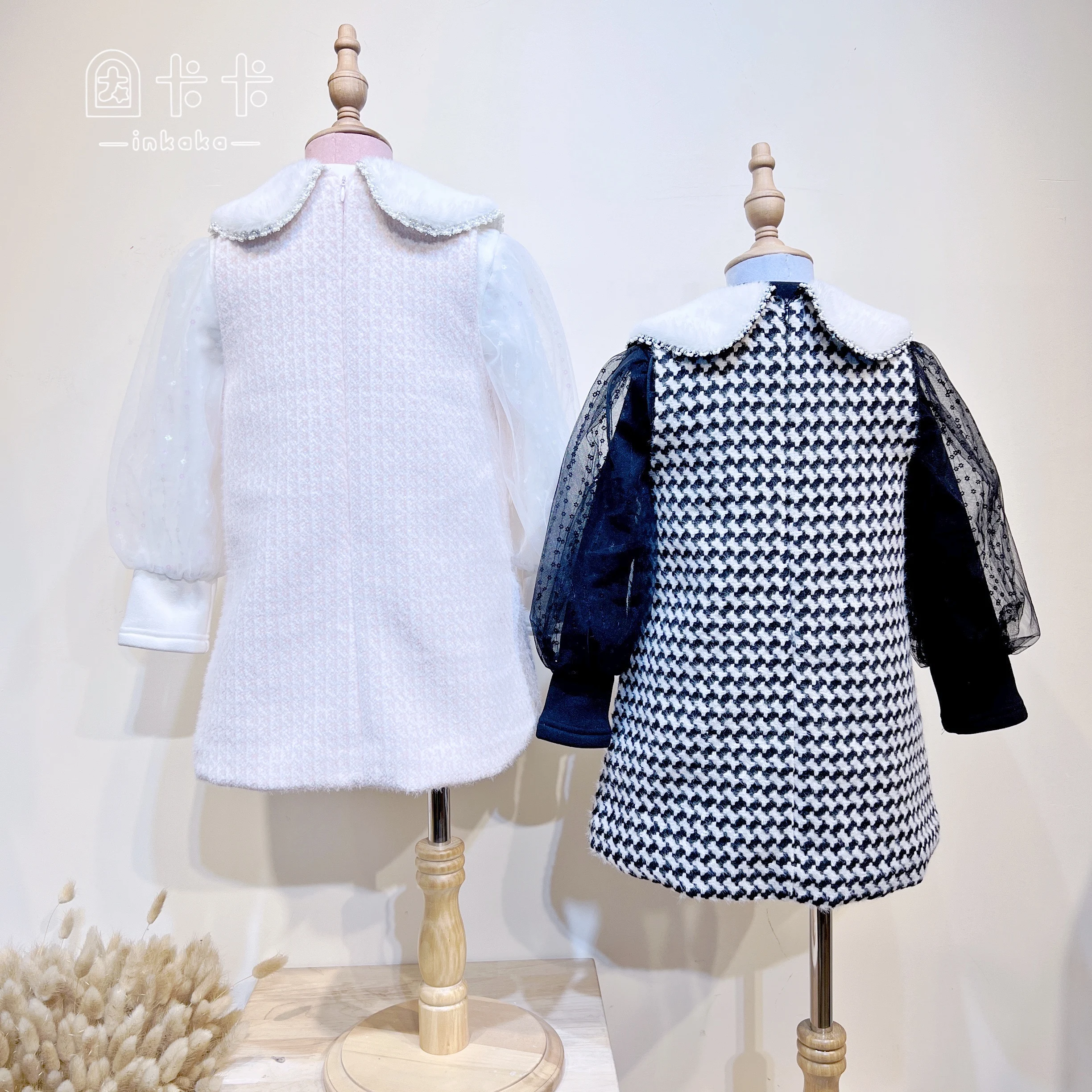 Wholesale Kids Winter Suit Long Sleeve Warm Thicken Dress For Girl With T-shirt 2 Pack