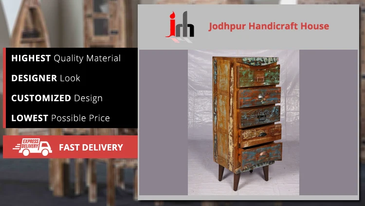 2021 Bulk Selling Strong Material Industrial & Vintage Wooden Tall Multi-Drawer Chest Cabinets for Home