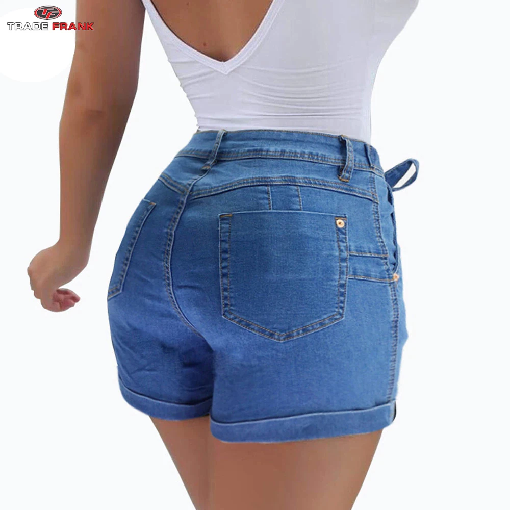 Fashion Women High Waist Scratched Shorts Jeans Girls Ladies Denim Shorts Hot Sexy Casual Push Up Skinny Jeans Short