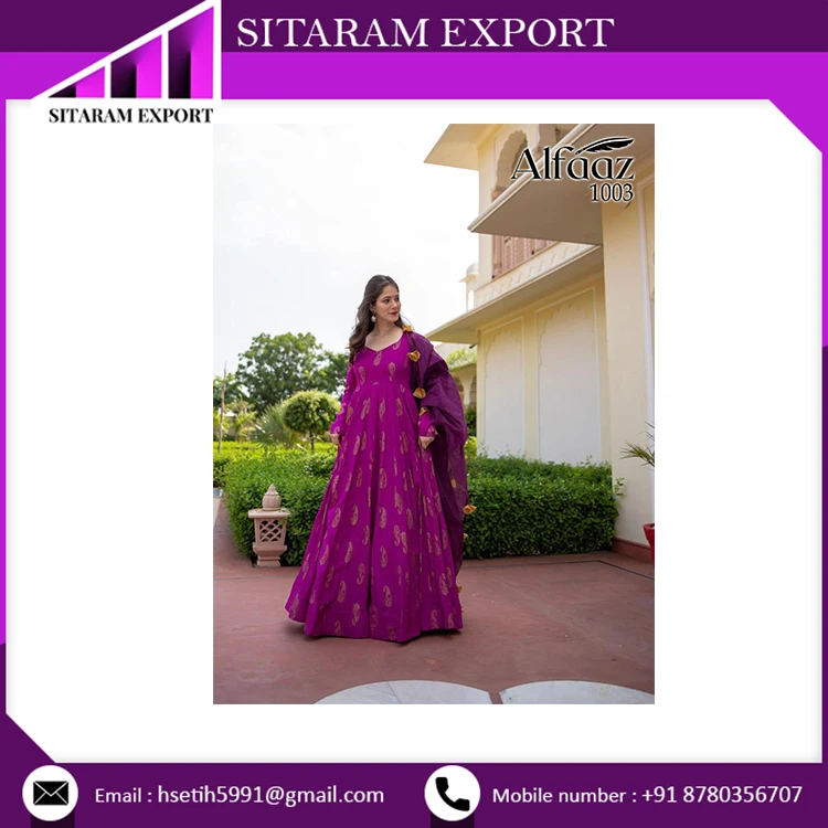 Best Stylish Women Muslin Gown With Designer Dupatta Buy at Lowest Price On Bulk Order