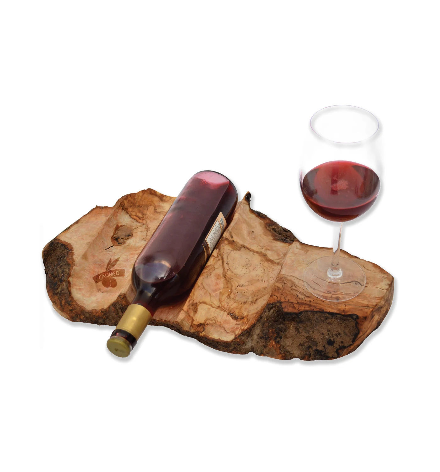 Olive Wood Rustic Bottle Holder. Bottle Holder.