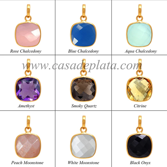 Yellow Gold Plated Best Quality Hot Sell Rainbow Moonstone gemstone pendant 925 sterling silver Jewelry bulk order wholesaler