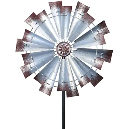 Garden Lighthouse Solar Light Metal Wind hand made spinner 75 Kinetic Pinwheel Yard Metallic Double hand made spinner Stake