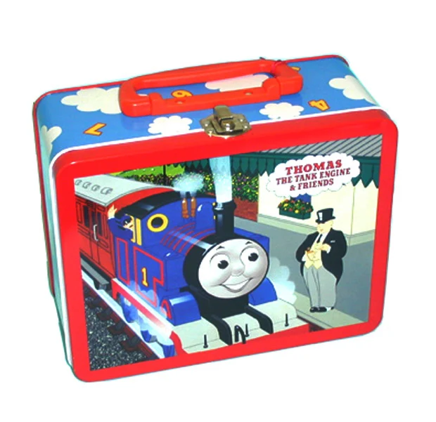 
stationery aluminium metal tin box container with handle and lock food grade custom design offset printing 