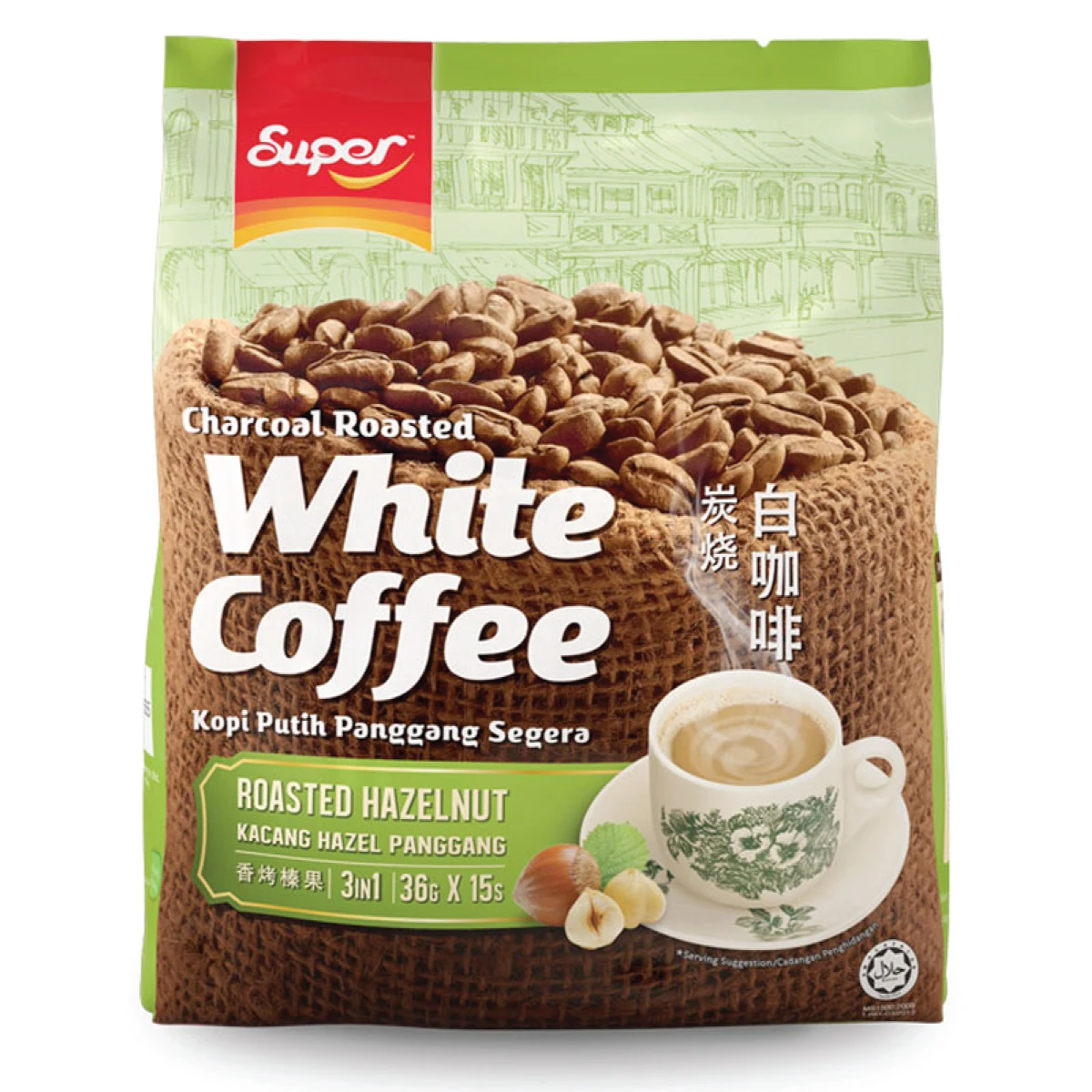 Super 3 in 1 Charcoal Roasted White Coffee Classic (15 x 40g)