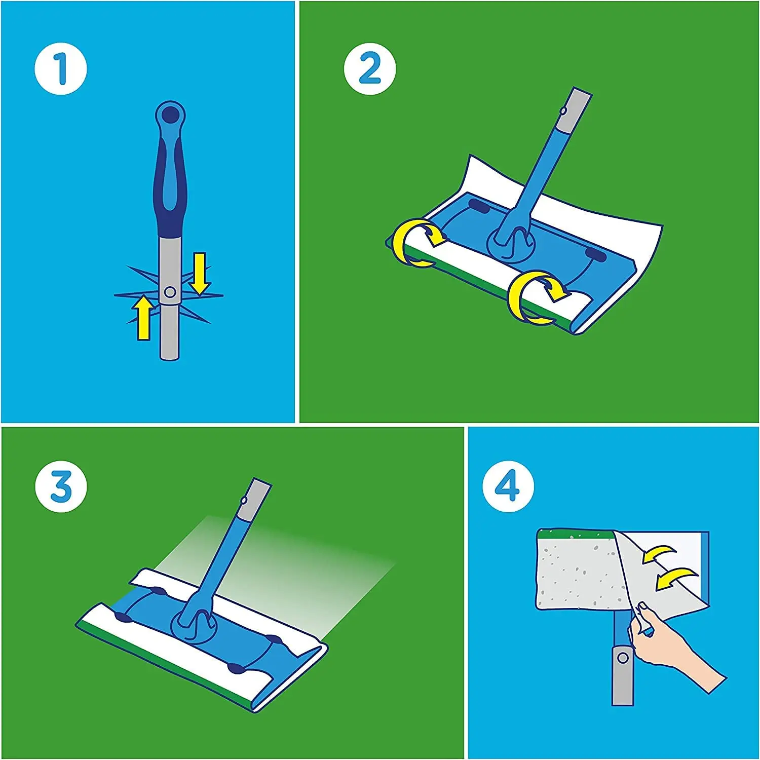 Speed Mop Starter Kit Household Cleaning  Mop and 6 Absorbing Refill Strips Easy Cleaning Mop Kit