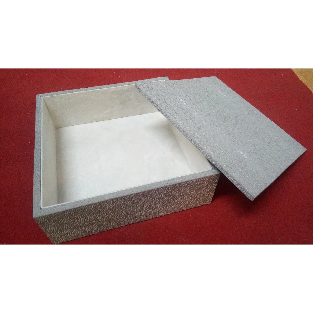 Легкий серый уголь искусственная шагреневая шкатулка модель 007 МДФ + шагрен бархат 0 19x0 07 шарнирная бумага без квадранта