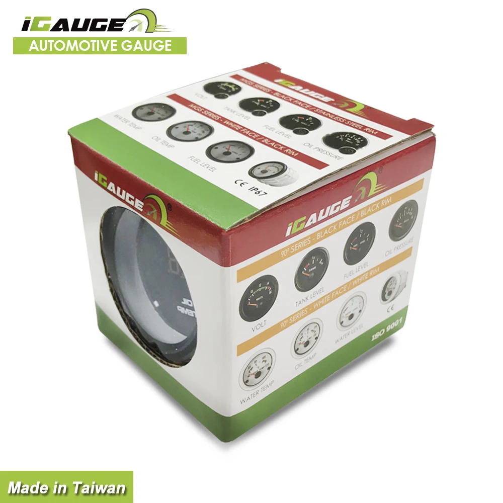 52mm black face blue LED digital waterproof tachometer for car