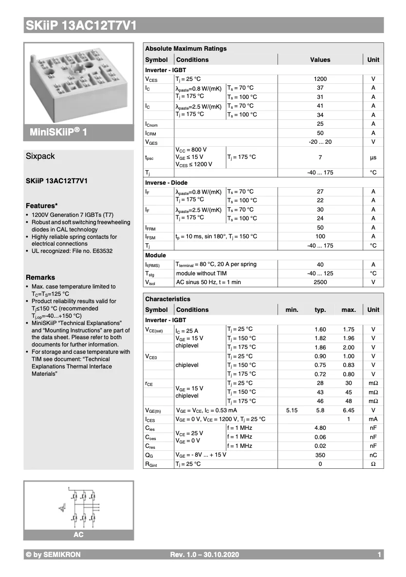 Good Quality Original And Certified SKiiP 13AC12T7V1 From Germany Other Sensors Motion Sensors
