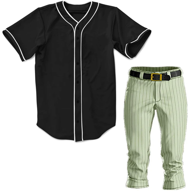 
custom design team cheap Striped pattern baseball jersey uniforms sets Full Button Slim Fit Pant 
