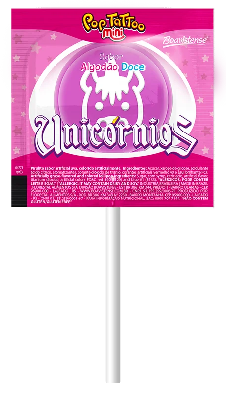 68911 - Pop Tattoo Unicornios Cotton Candy Flat Lollipop Tongue Tattoo 18g 28x25un