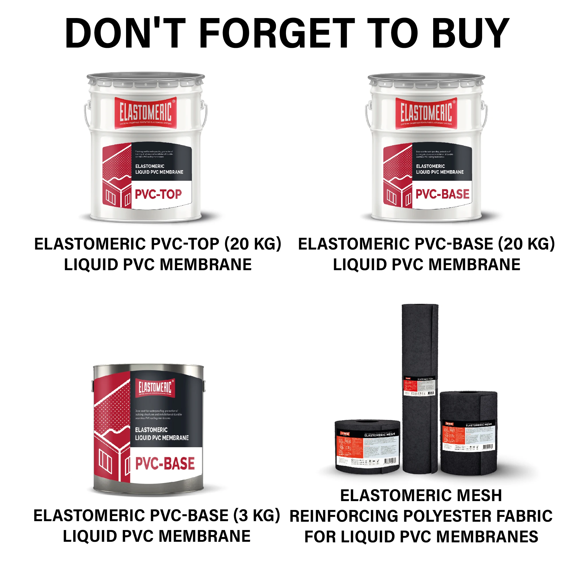 
Эластомерный ПВХ-верхний (3 кг) отделочный слой для гидроизоляции 