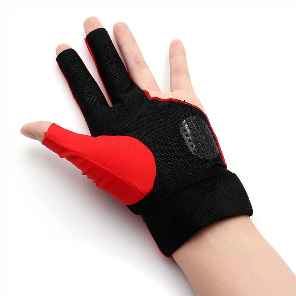 Custom Durable Non-Slip Breathable 3 Finger Billiard Accessories Snooker Gloves For Professional Table Player for Men and Women