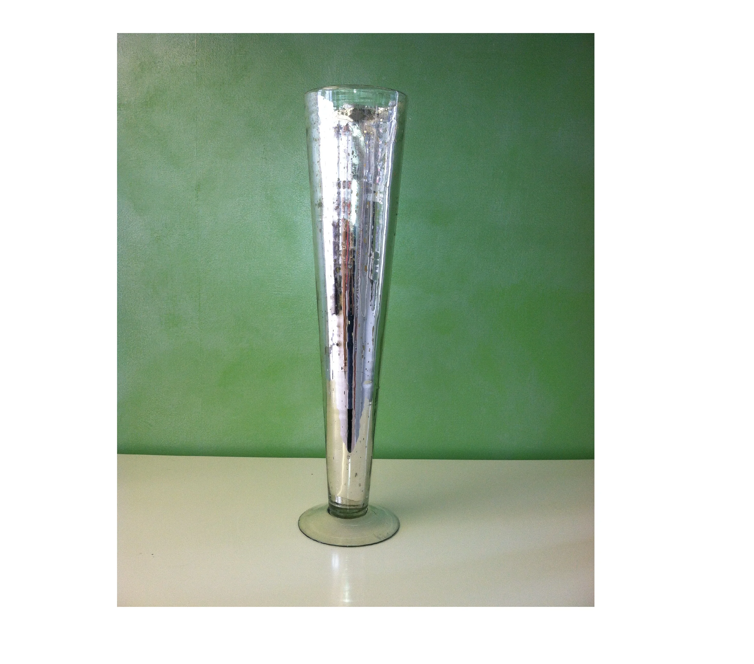 Mercury Glass Vase, Silver Glass Vase, Decorative Glass Vase