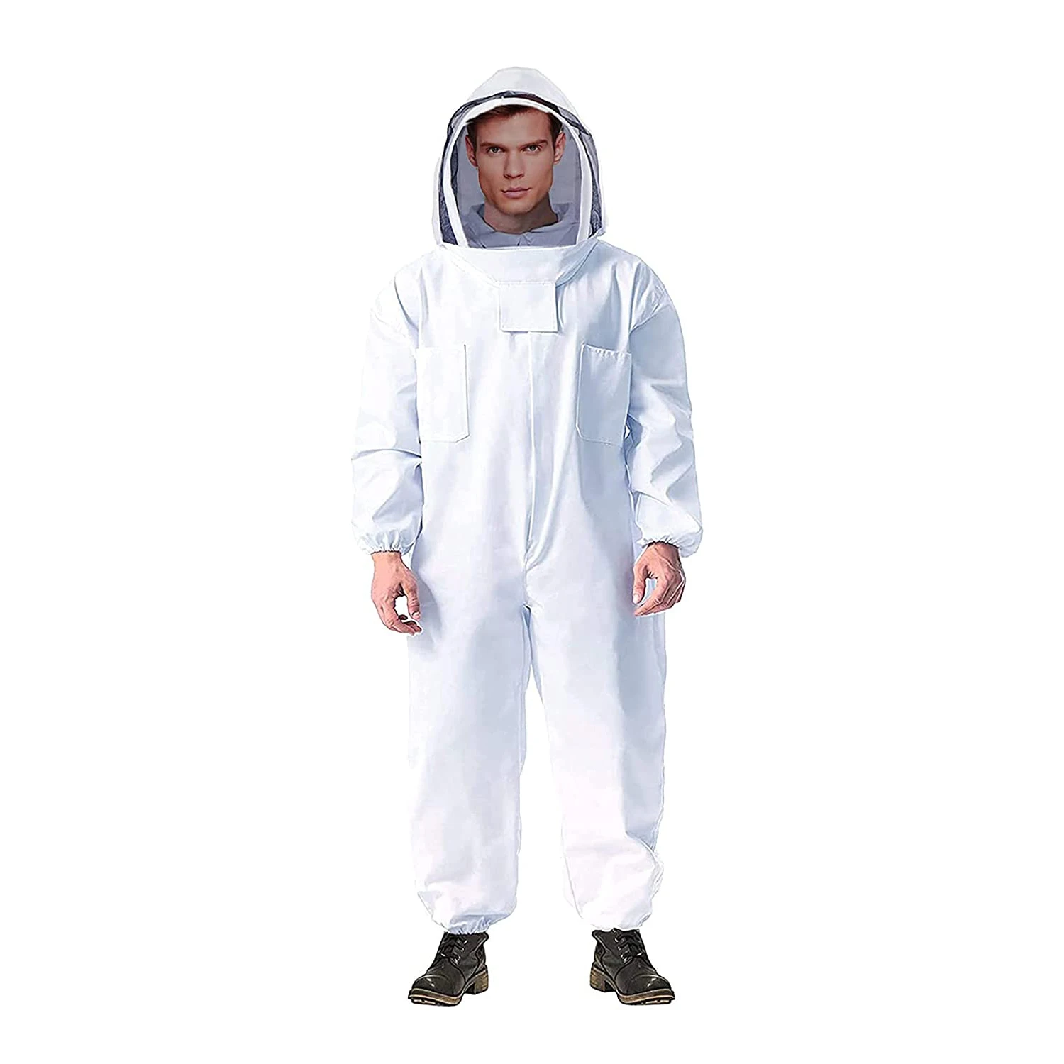 Pure Cotton Coverall hooded Beekeeping Suit Protection Clothing Ventilated Fencing Veil Bee Suit
