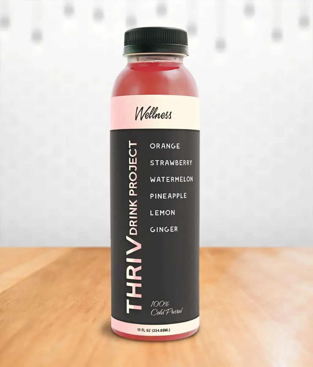 Thriv оздоровительный 100% холодного отжима натуральный сок 354 мл фильтрованная H2O клубника апельсин ананас имбирный сироп куркумы напиток