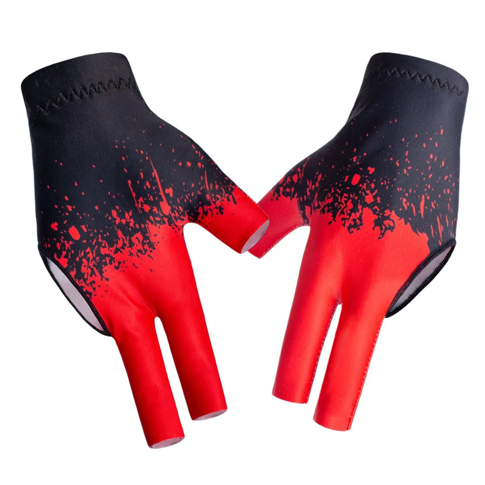 Wholesale Custom Billiards Sports Gloves Non Slip Pad 3 Fingers Pool Cue Shooting Snooker Shooters Gloves For Left or Right Hand