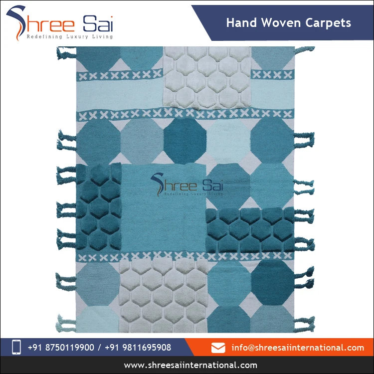 Origin Dealer Selling Best Quality Handmade Cotton Carpets Embroidered Living Room Modern Rectangle Geometric Wool & Cotton