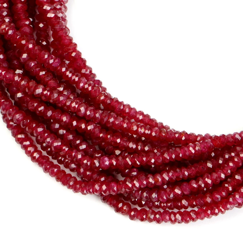High Quality Gems Beads Natural Ruby Faceted Rondelle Gemstone Beads