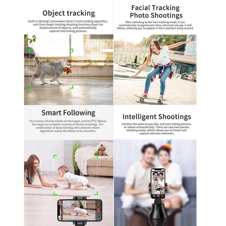 
Smart auto tracking smart shooting phone holder selfie sticks Mount 360 Rotation Auto Face Tracking Object Tracking vlog Camera 