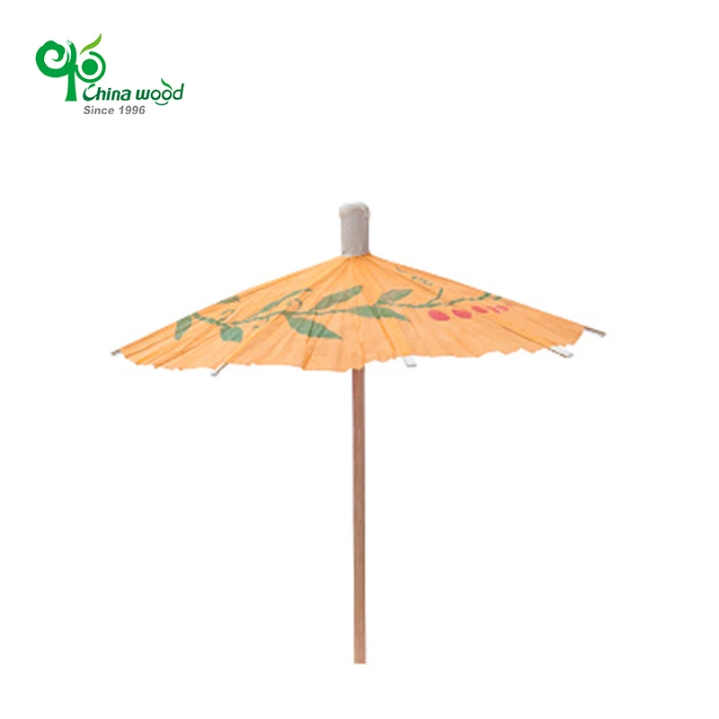 Paper Cocktail Parasols Mini Umbrellas Drinks Picks Wedding Party Sticks Table wooden Toothpicks Decoration