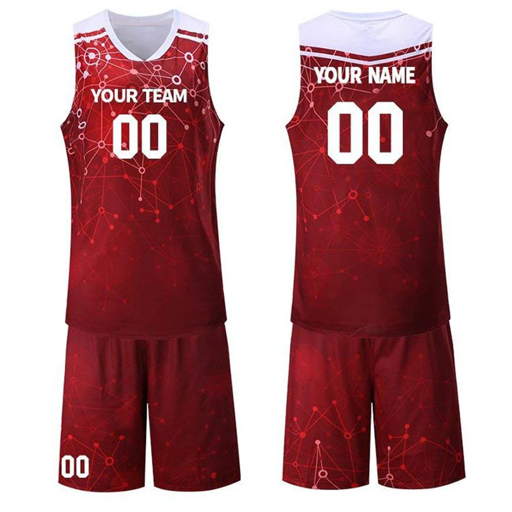 Polyester Custom Men Sublimation Reversible Basketball Uniforms and Basket Ball Jerseys Basketball Wear Custom Team Name Set