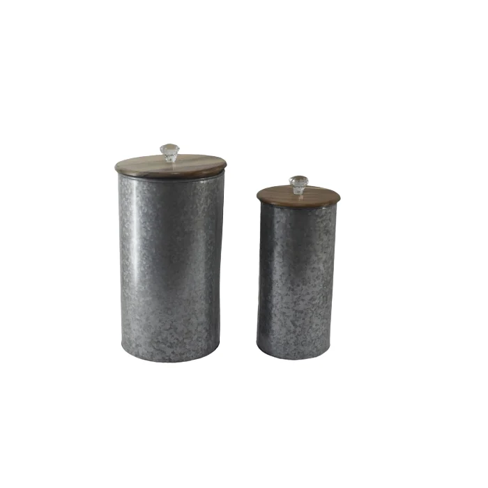 High Quality Galvanized Metal Coffee Canister With Tin Lid Cylinder Home Storage Sugar Tea Canister Jar In Cheap Price In Bulk