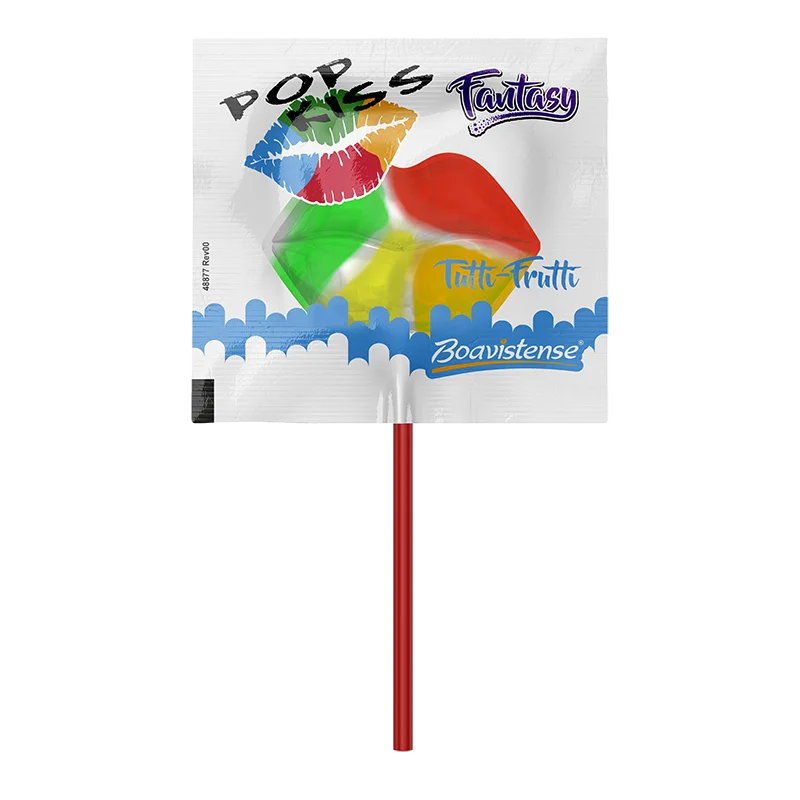 
69119 - Pop Kiss Fantasy Tutti - Frutti Flat Lollipop 10g 24x50un 
