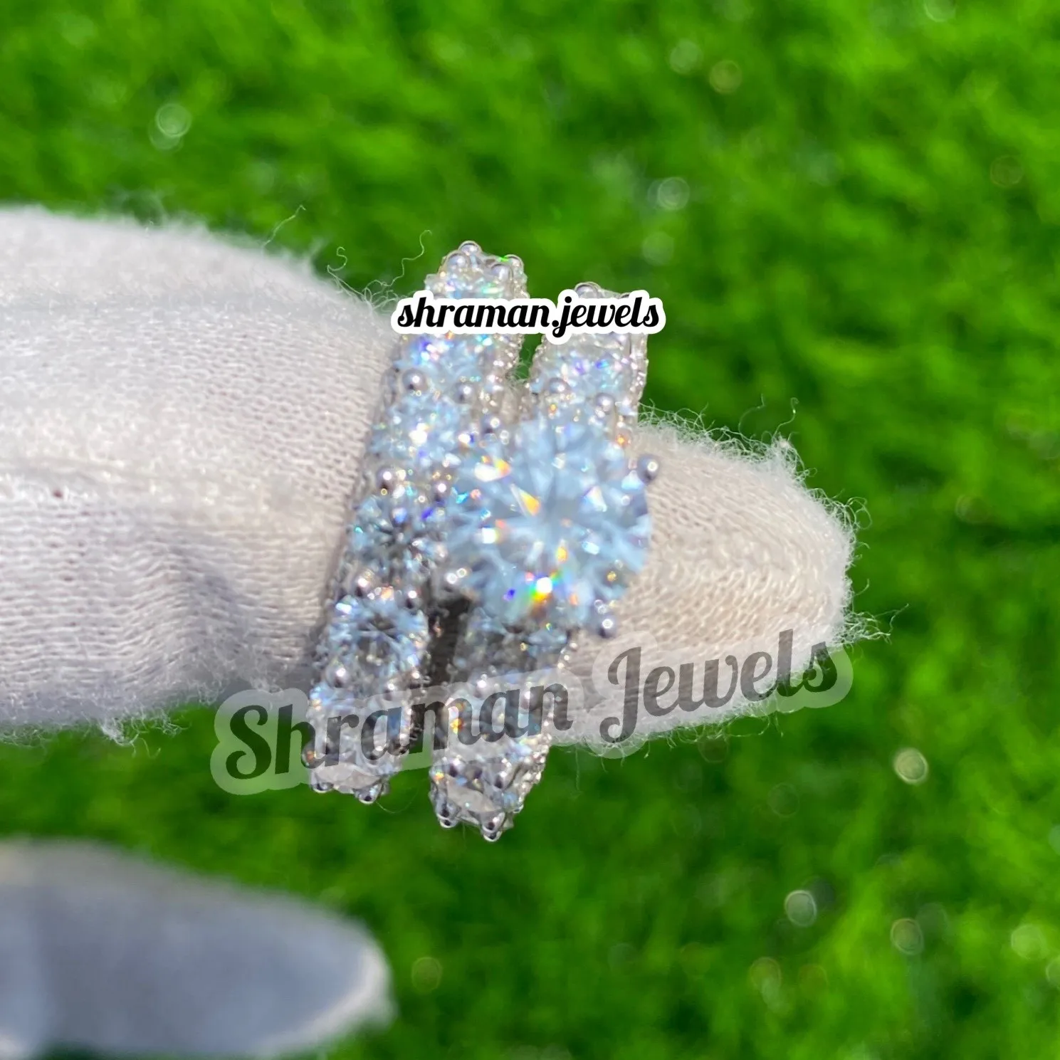 14K Solid 18K White Gold Wedding Eternity Ring VVS Moissanite Diamond Iced out Couple Rings Engagement Wedding Ring for Her