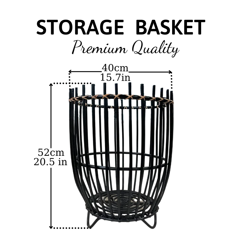 Good Price Large Black Rattan Basket For Storage Laundy Eco-friendly Material From Vietnam