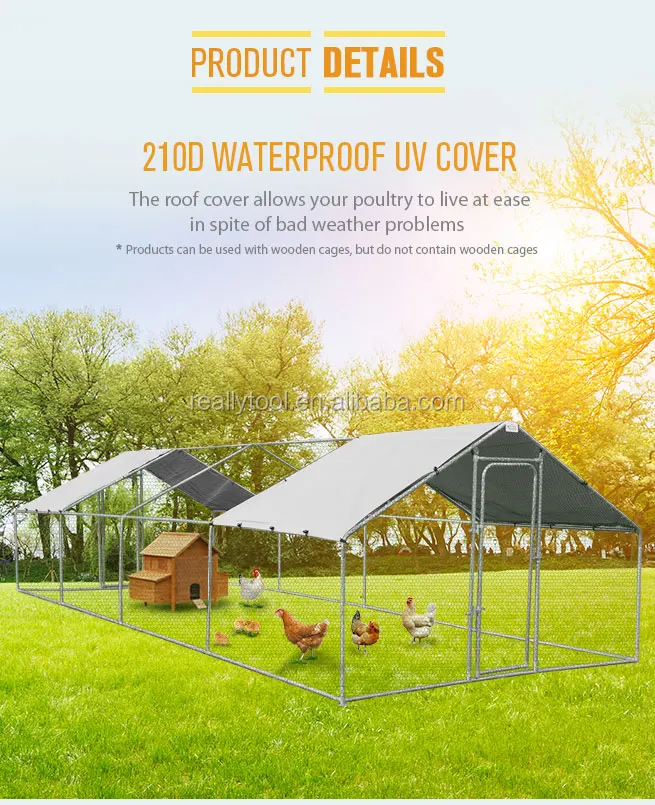 Enclosure Hen House 24M2 Park Grid 8x3M Galvanized Steel Chicken Run Cage Coop